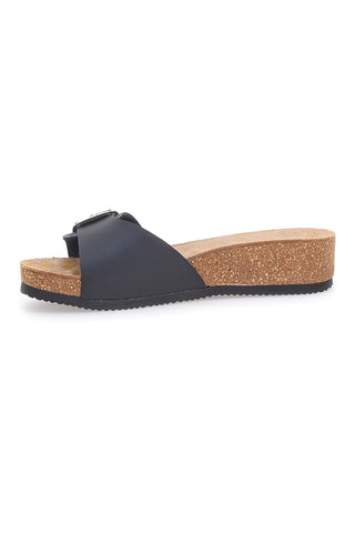 Schwarze Hausschuhe mit Schnalle für Damen Pittarello Bio 29321030