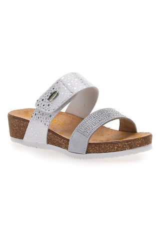 Weiße Hausschuhe mit silbernem Glitzer Pittarello Bio 293480