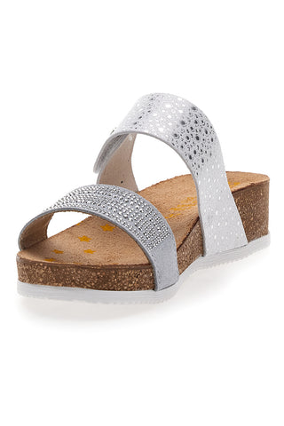 Weiße Hausschuhe mit silbernem Glitzer Pittarello Bio 293480