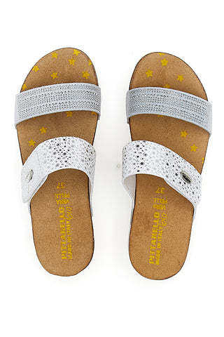 Weiße Hausschuhe mit silbernem Glitzer Pittarello Bio 293480