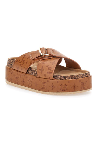 Ciabatte Cognac Con Flatform Laura Biagiotti 8627