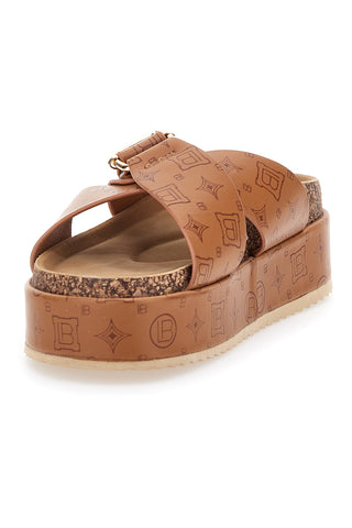 Ciabatte Cognac Con Flatform Laura Biagiotti 8627