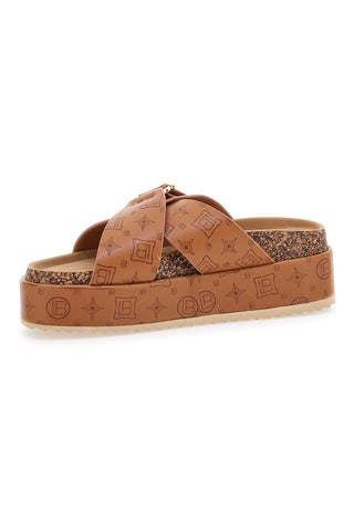 Ciabatte Cognac Con Flatform Laura Biagiotti 8627