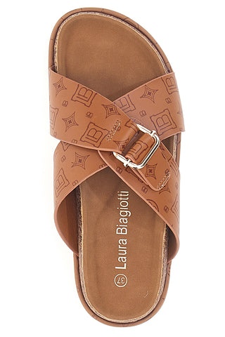 Ciabatte Cognac Con Flatform Laura Biagiotti 8627