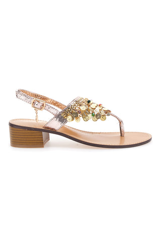 Laura Biagiotti Goldene Juwelensandalen 8509