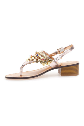 Laura Biagiotti Goldene Juwelensandalen 8509