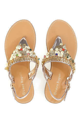 Laura Biagiotti Goldene Juwelensandalen 8509
