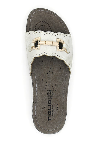 Ciabatte Bianche Con Morsetto e Sottopiede in Pelle Tiglio 4310