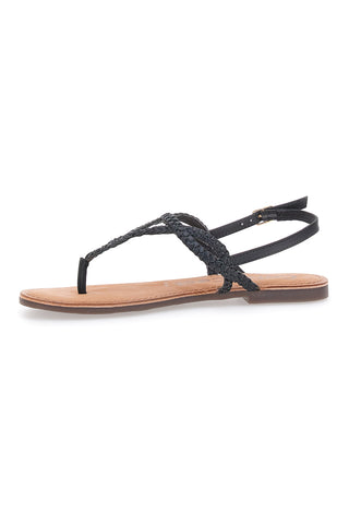 Sandali Neri Infradito Con Suola Flat Cafe' Cost 95105