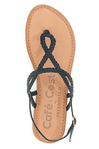 Sandali Neri Infradito Con Suola Flat Cafe' Cost 95105