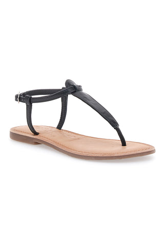 Schwarze Flip-Flop-Sandalen mit flacher Café-Sohle, Kosten 95103