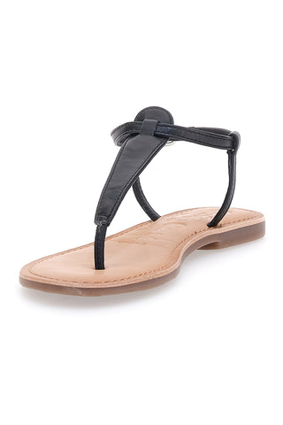 Schwarze Flip-Flop-Sandalen mit flacher Café-Sohle, Kosten 95103