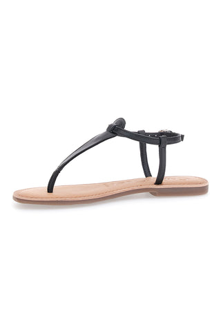 Schwarze Flip-Flop-Sandalen mit flacher Café-Sohle, Kosten 95103
