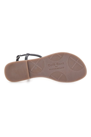 Schwarze Flip-Flop-Sandalen mit flacher Café-Sohle, Kosten 95103