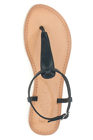 Schwarze Flip-Flop-Sandalen mit flacher Café-Sohle, Kosten 95103