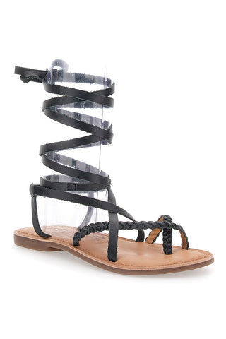 Sandali Lace-Up Neri Con Suola Flat Cafe' Cost 95121