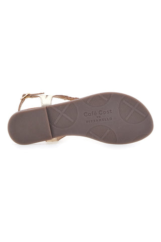 Goldene Flip-Flop-Sandalen aus Café-Leder kosten 95522
