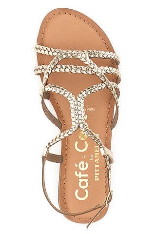Sandali Oro Con Suola Flat Cafe' Cost 95524