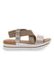 Beige Sandalen mit Gummibändern und Plateau-Café kosten 272045