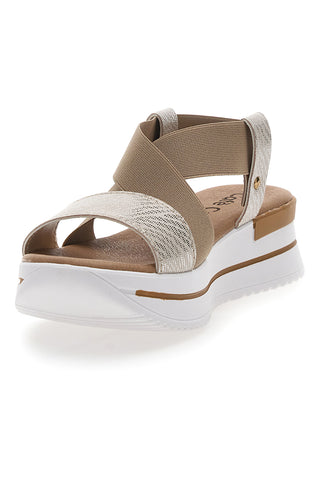 Beige Sandalen mit Gummibändern und Plateau-Café kosten 272045