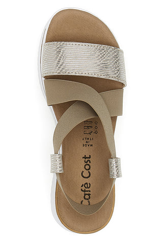 Beige Sandalen mit Gummibändern und Plateau-Café kosten 272045