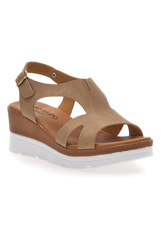 Braune Sandalen Made in Italy mit Keilabsatz Mio Tempo 11074113