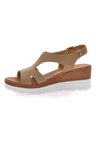 Braune Sandalen Made in Italy mit Keilabsatz Mio Tempo 11074113
