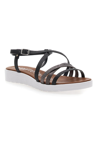 Schwarze Sandalen mit mehreren Preislisten, hergestellt in Italien, Mio Tempo 8103