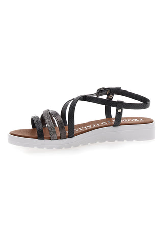 Schwarze Sandalen mit mehreren Preislisten, hergestellt in Italien, Mio Tempo 8103