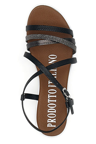 Schwarze Sandalen mit mehreren Preislisten, hergestellt in Italien, Mio Tempo 8103