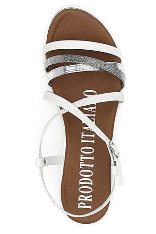 Weiße Sandalen mit Riemen Mio Tempo 8103