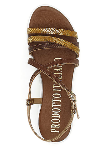 Braune Multy-Sandalen, hergestellt in Italien, Mio Tempo 8103