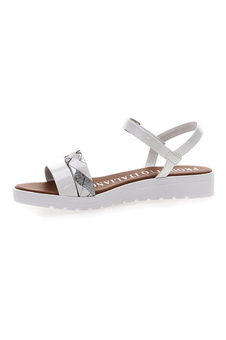 Weiße Sandalen mit Riemen, hergestellt in Italien, Mio Tempo 8187