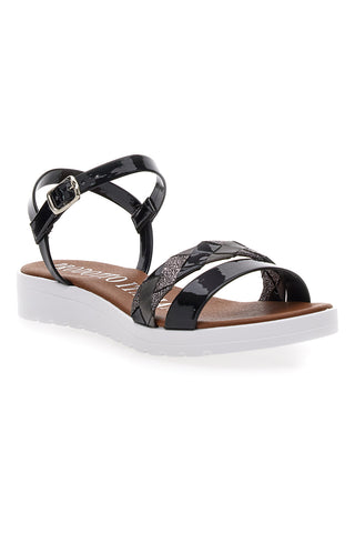 Schwarze Sandalen mit Riemen Mio Tempo 8187