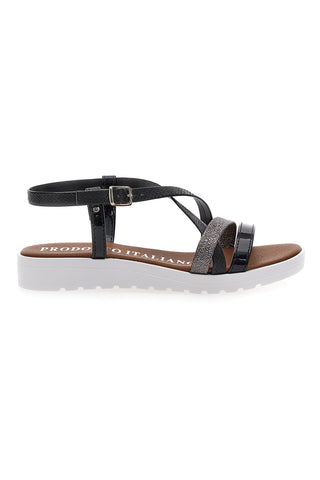 Schwarze Sandalen mit Glitzer Mio Tempo 8864