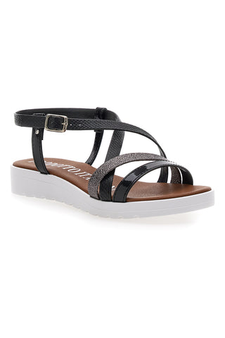Sandali Neri con Glitter Mio Tempo 8864