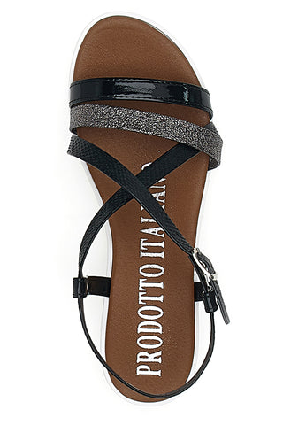 Schwarze Sandalen mit Glitzer Mio Tempo 8864