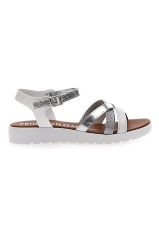 Weiße Sandalen mit Riemen, hergestellt in Italien, Mio Tempo 8140