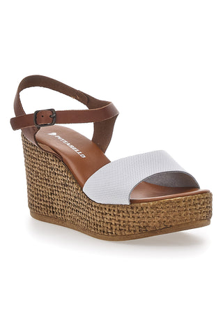 Sandali Marroni e Bianchi Con Zeppa Pittarello 6441504