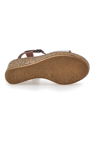 Sandali Marroni e Bianchi Con Zeppa Pittarello 6441504
