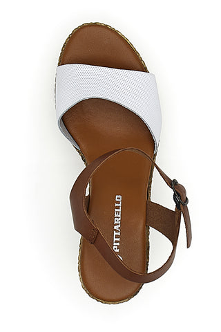 Sandali Marroni e Bianchi Con Zeppa Pittarello 6441504