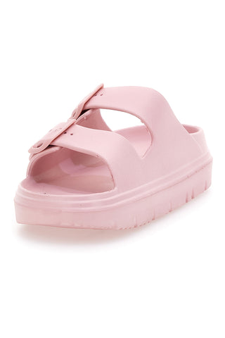 Rosa klobige Hausschuhe mit Doppelband Woz 12