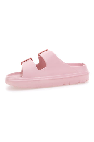 Rosa klobige Hausschuhe mit Doppelband Woz 12