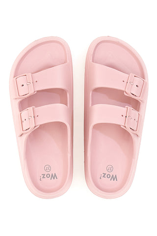 Rosa klobige Hausschuhe mit Doppelband Woz 12