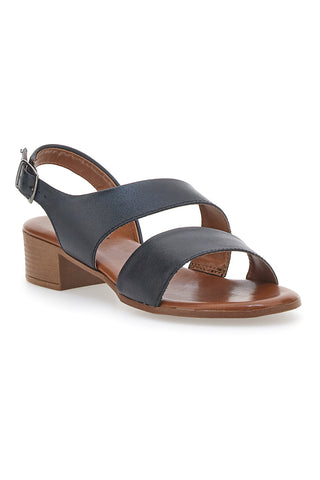 Schwarze Sandalen aus echtem Leder mit 4 cm Absatz im Pittarello-Look 243080