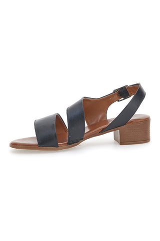 Schwarze Sandalen aus echtem Leder mit 4 cm Absatz im Pittarello-Look 243080