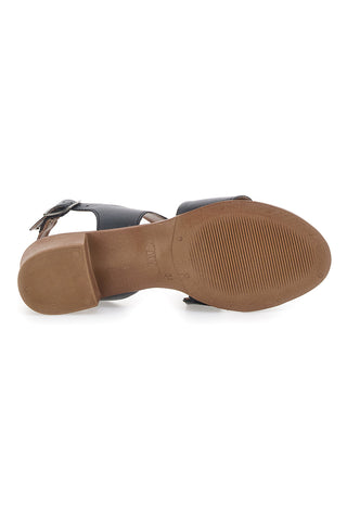 Schwarze Sandalen aus echtem Leder mit 4 cm Absatz im Pittarello-Look 243080