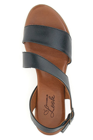 Schwarze Sandalen aus echtem Leder mit 4 cm Absatz im Pittarello-Look 243080