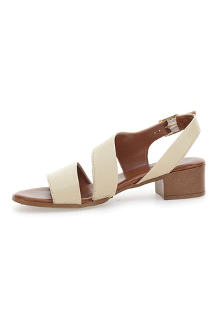 Sandsandalen aus echtem Leder mit 4 cm Absatz im Pittarello-Look 243080