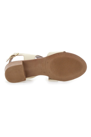 Sandsandalen aus echtem Leder mit 4 cm Absatz im Pittarello-Look 243080